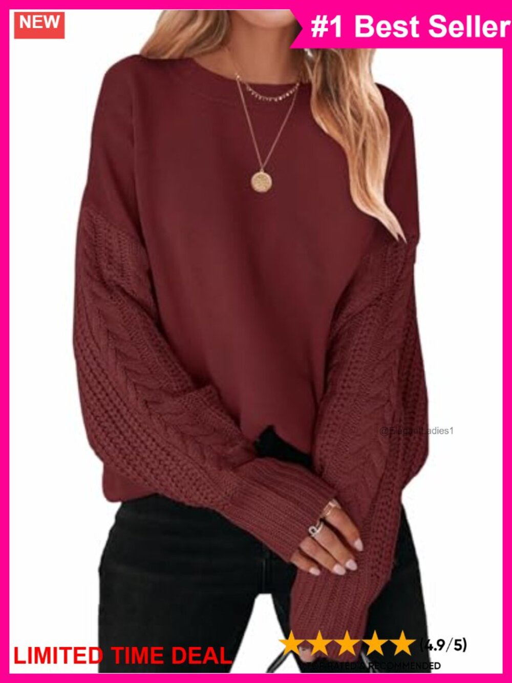 Cable Knit Oversized Tunic Sweater Drop Shoulder Women's Pullover